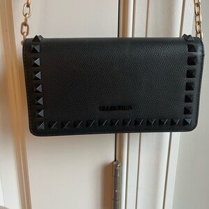 Valentino Chic Black and Gold Crossbody Bag with Chain Strap NWT